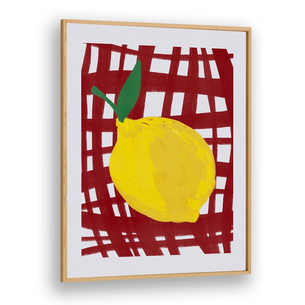 BRIGHT LEMON RED GRID