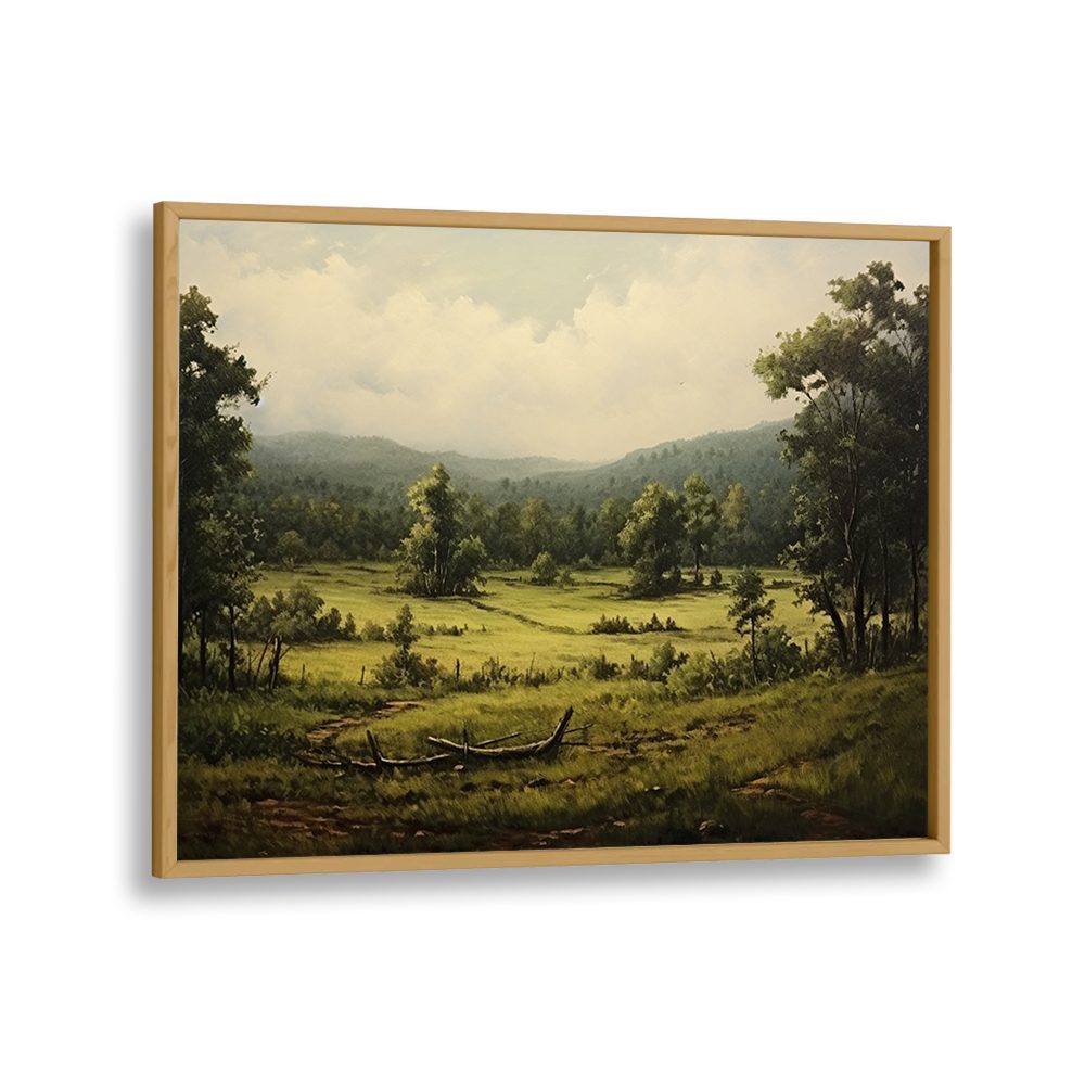 VINTAGE GREEN LANDSCAPE PAINTING , VINTAGE LANDSCAPE