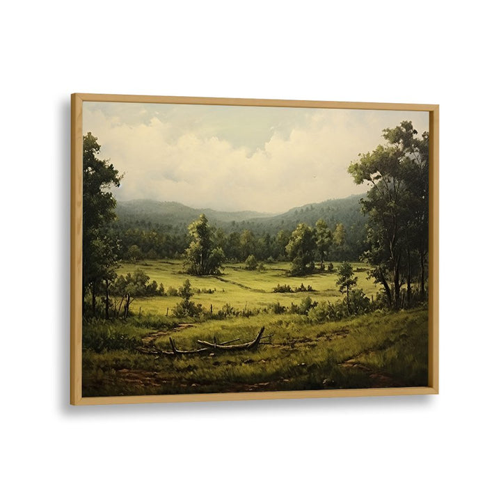 VINTAGE GREEN LANDSCAPE PAINTING , VINTAGE LANDSCAPE