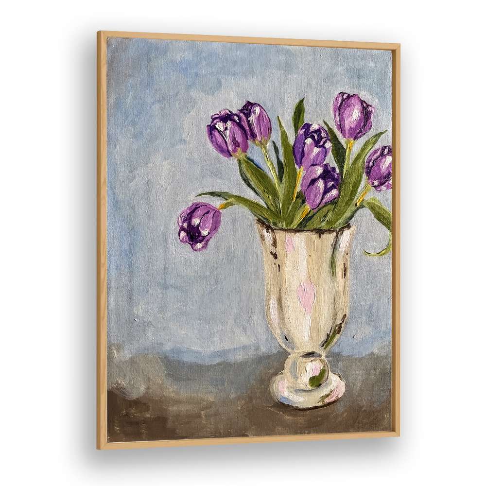 PURPLE TULIPS IN VASE