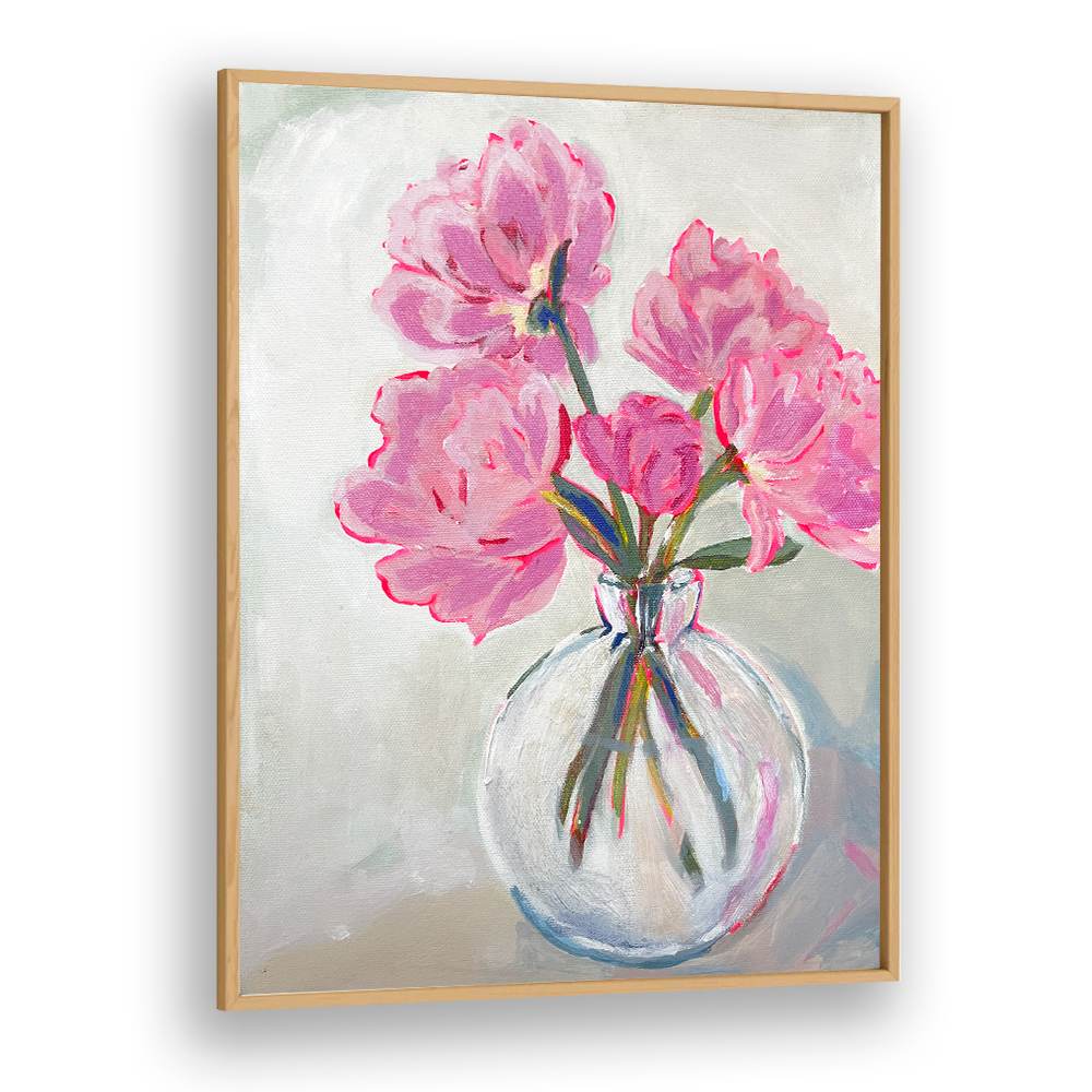 PINK FLOWERS GLASS VASE