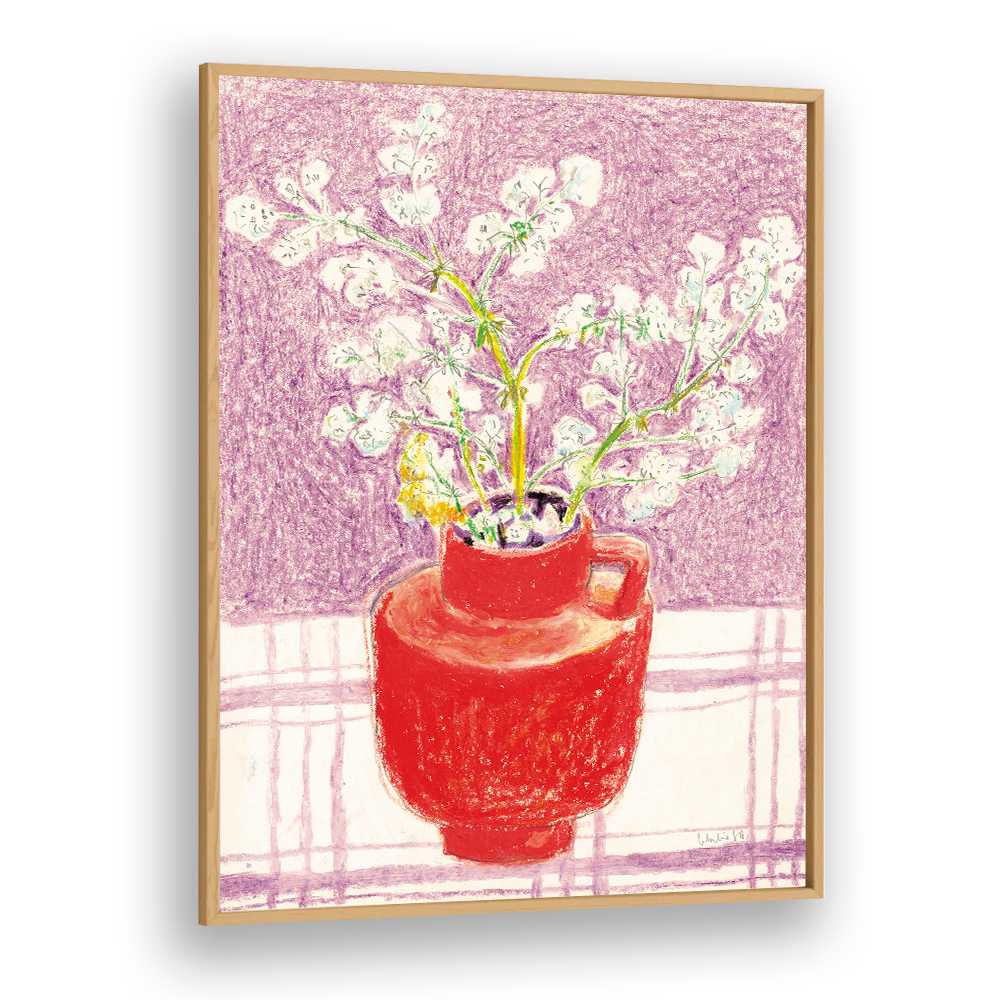 BRIGHT FLOWERS RED VASE
