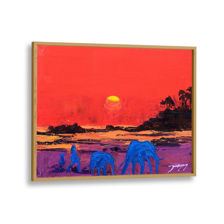 VIVID SUNSET ELEPHANTS