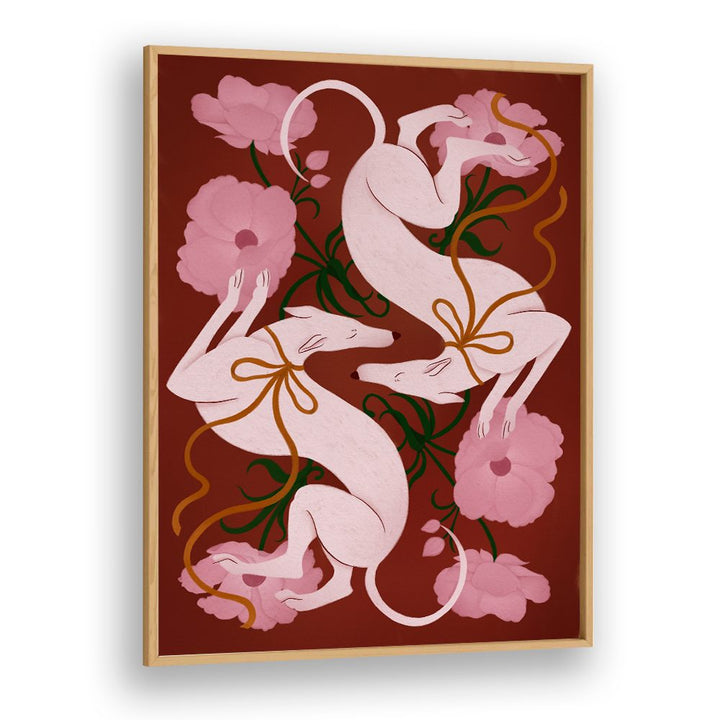 ELEGANT GREYHOUNDS AND FLOWERS