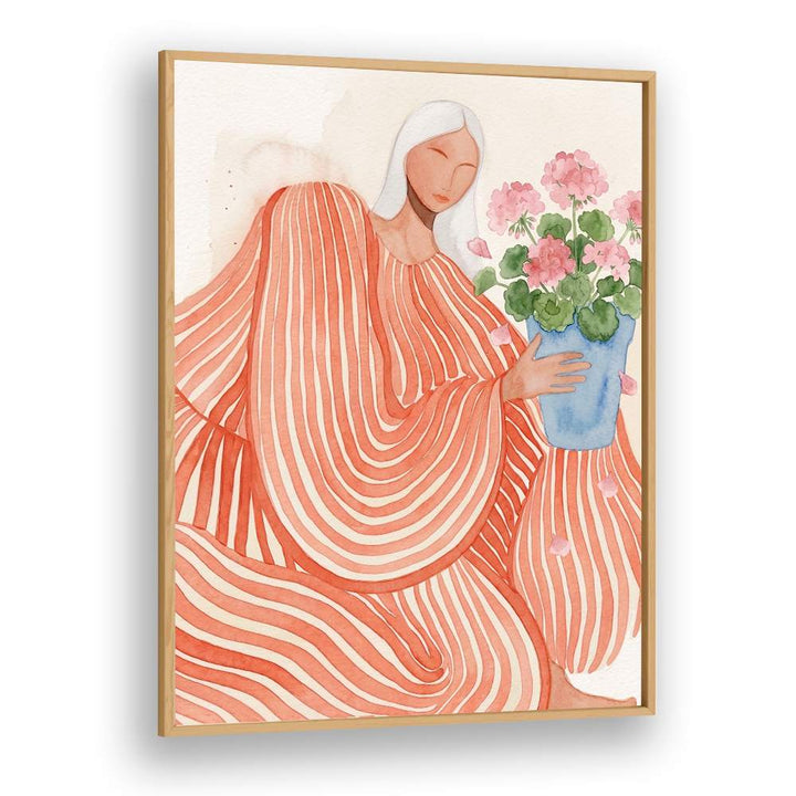 SERENE WOMAN PINK FLOWERS