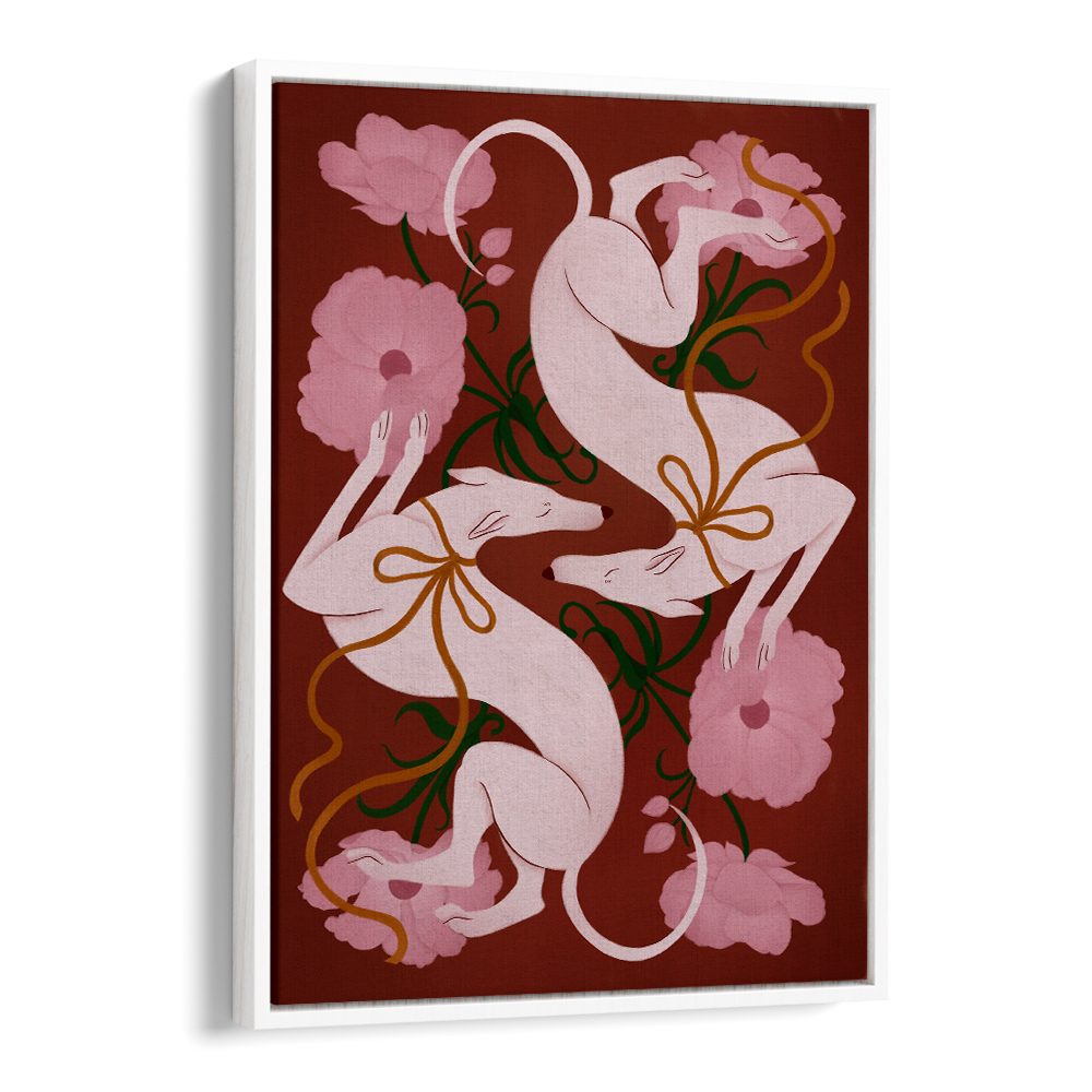 ELEGANT GREYHOUNDS AND FLOWERS