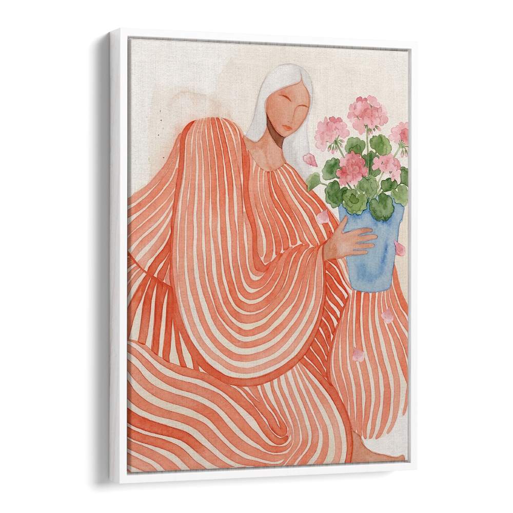 SERENE WOMAN PINK FLOWERS