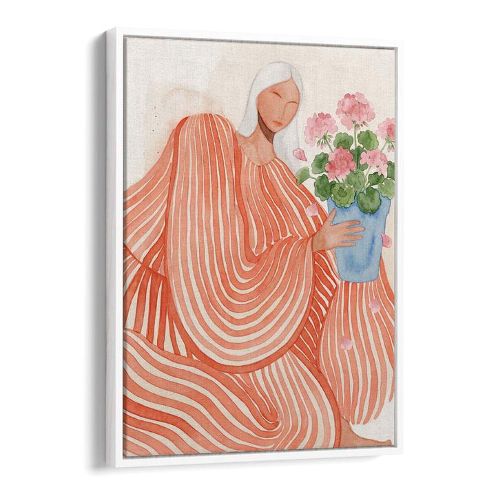 SERENE WOMAN PINK FLOWERS