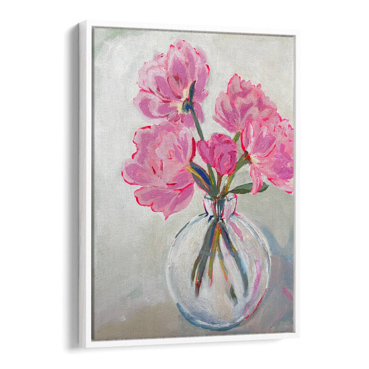 PINK FLOWERS GLASS VASE