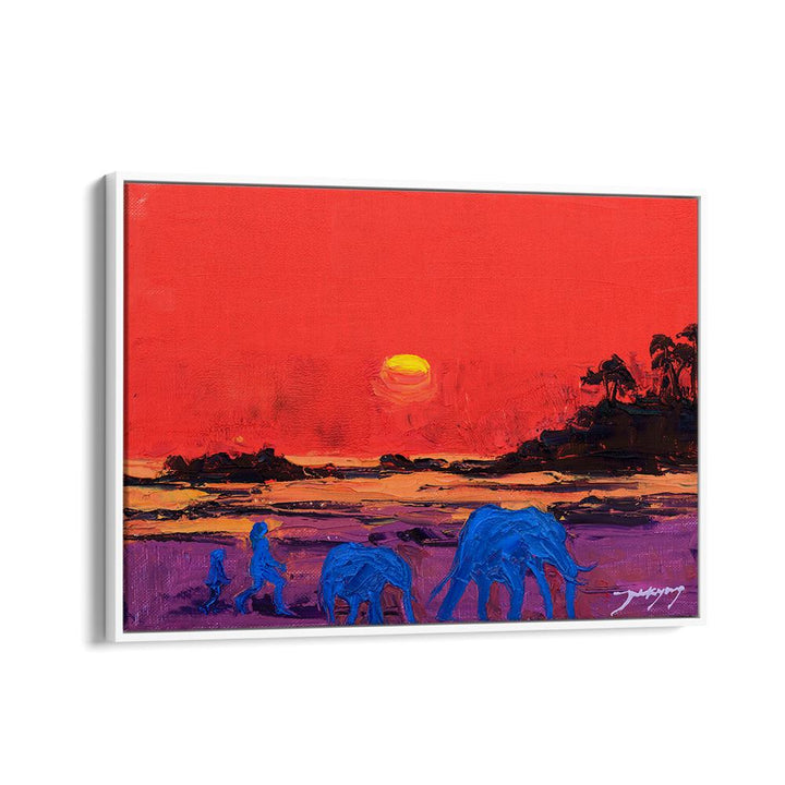 VIVID SUNSET ELEPHANTS