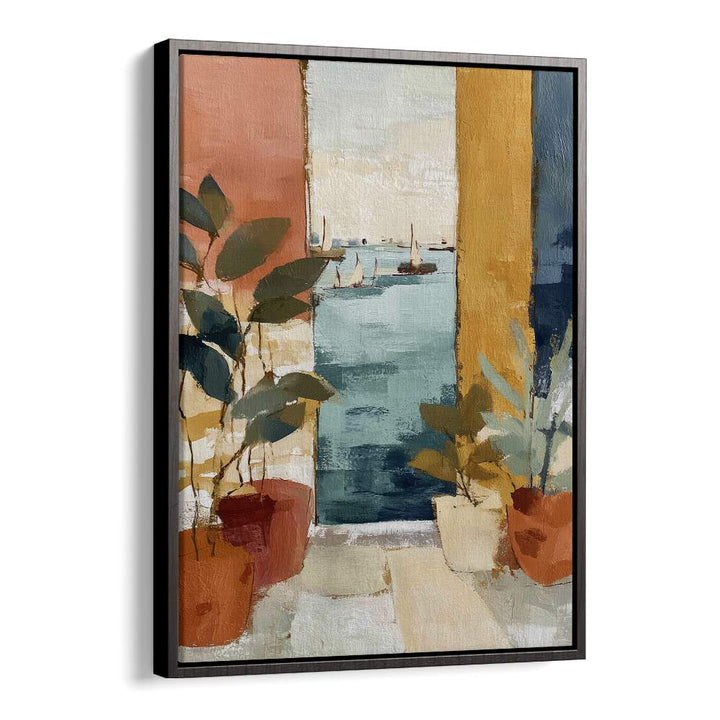 MEDITERRANEAN WINDOW WITH SAILBOATS