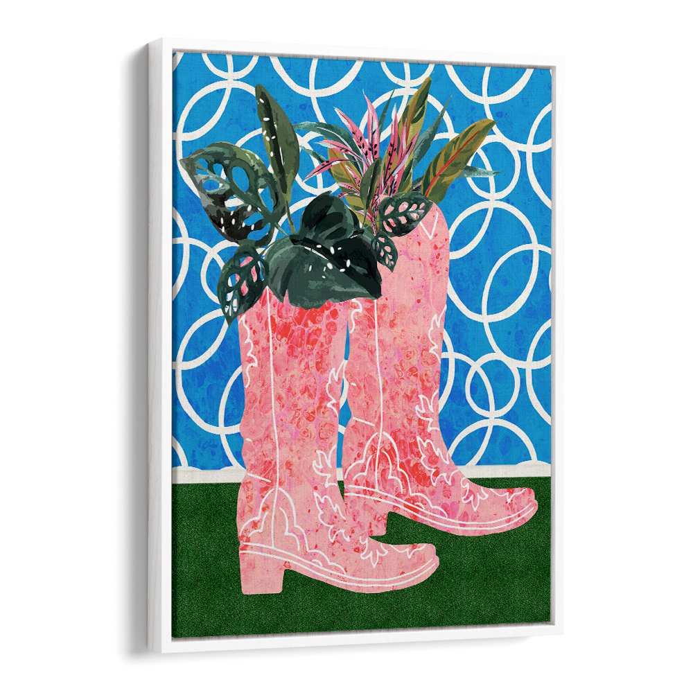 PINK BOOTS GREEN PLANTS