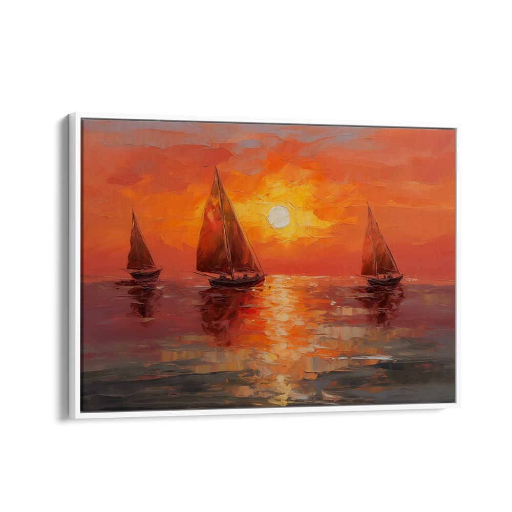 VIBRANT SUNSET SAILBOATS