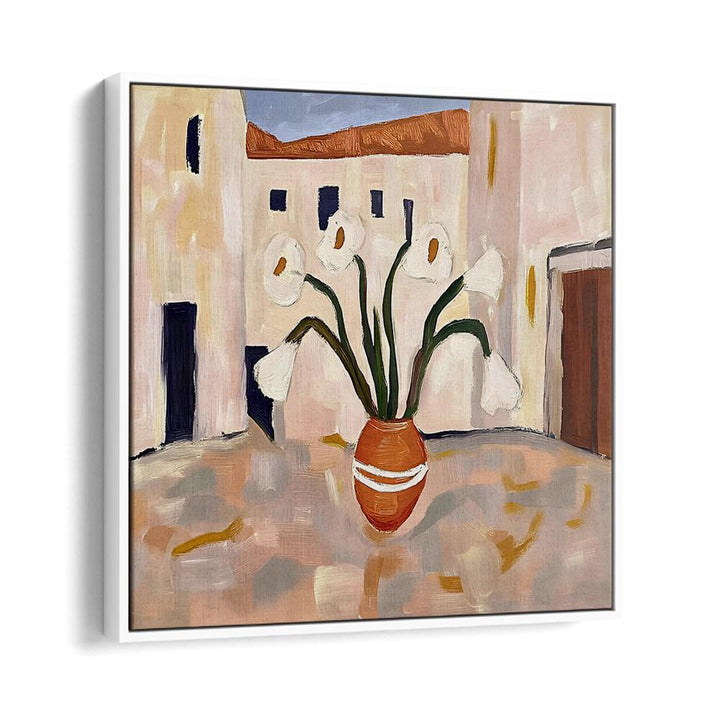 TERRACOTTA POT WHITE FLOWERS
