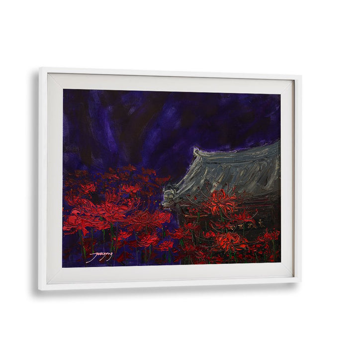 TEMPLE UNDER RED BLOOMS