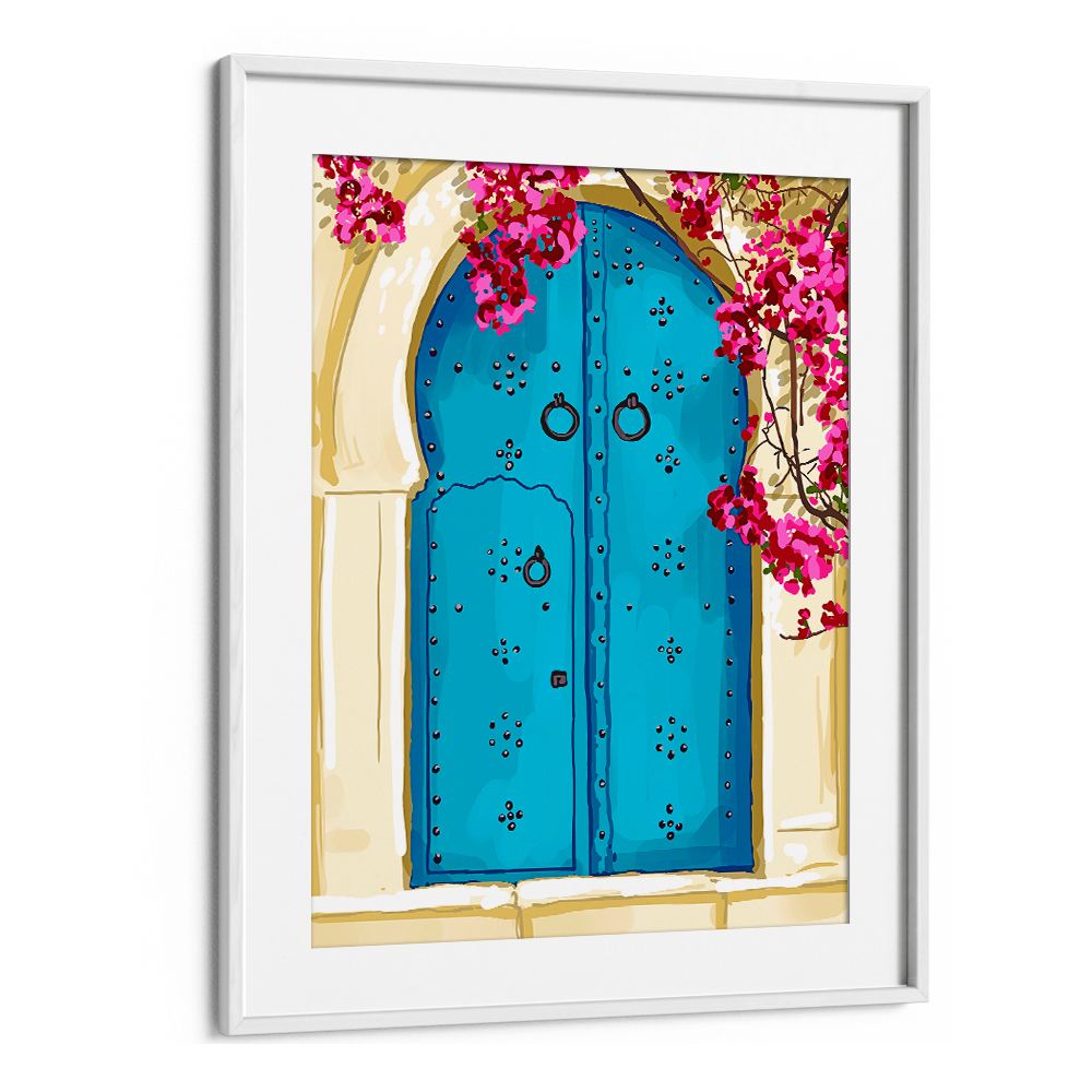 BLUE DOOR AND BOUGAINVILLEA