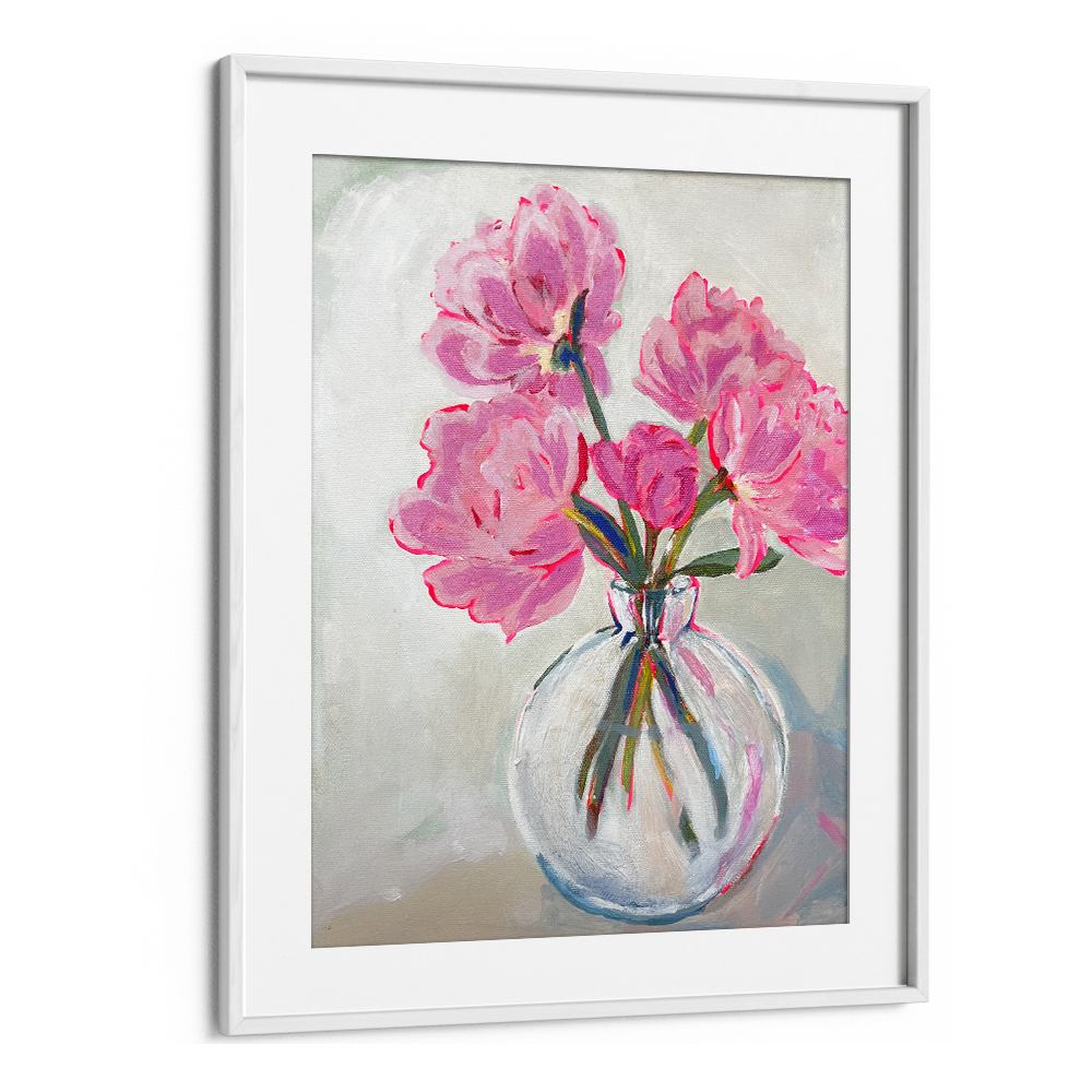 PINK FLOWERS GLASS VASE