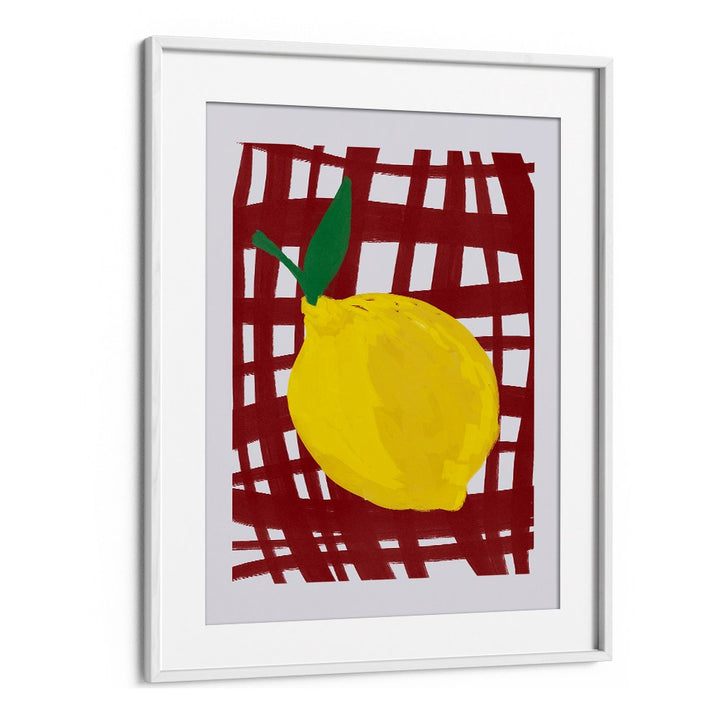 BRIGHT LEMON RED GRID