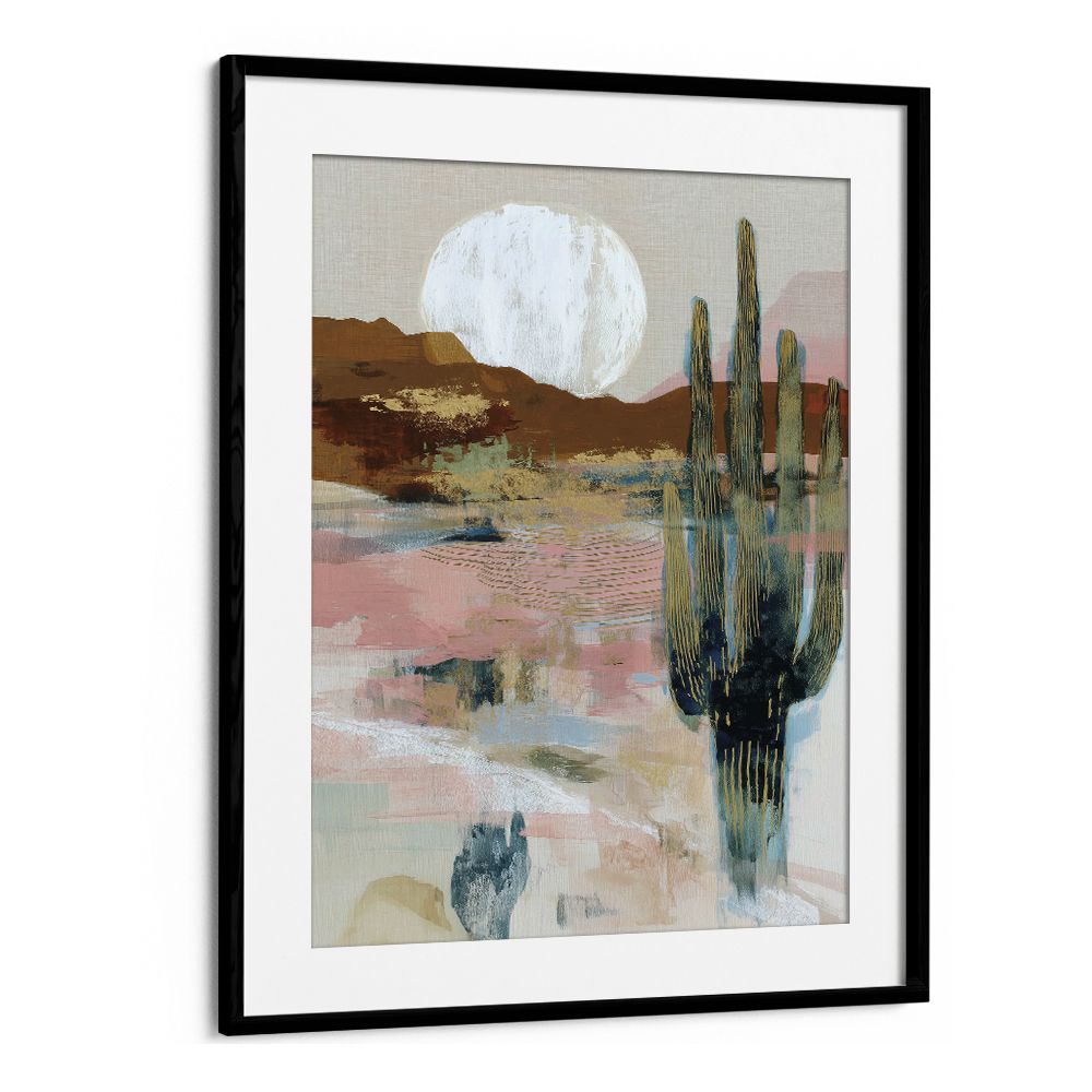 MOONLIT SAGUARO IN ABSTRACT DESERT