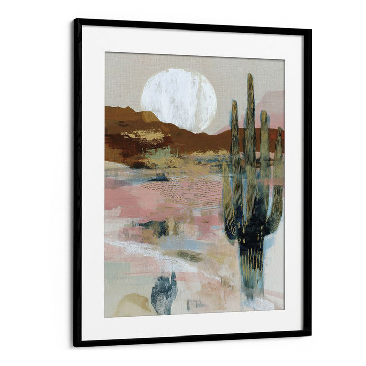 MOONLIT SAGUARO IN ABSTRACT DESERT