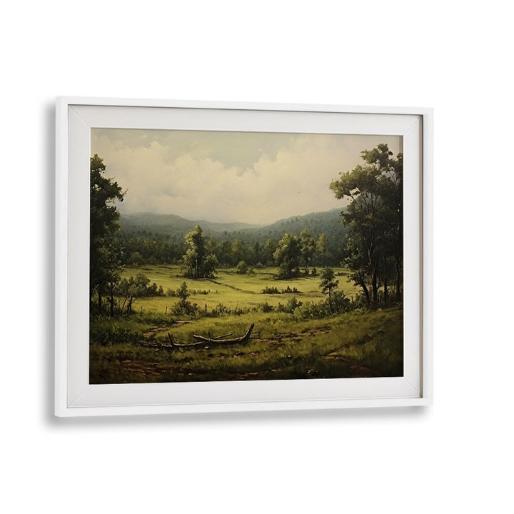 VINTAGE GREEN LANDSCAPE PAINTING , VINTAGE LANDSCAPE