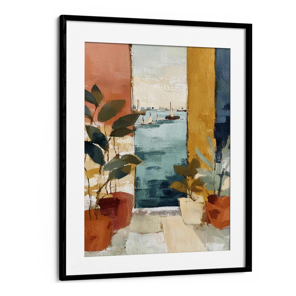 MEDITERRANEAN WINDOW WITH SAILBOATS