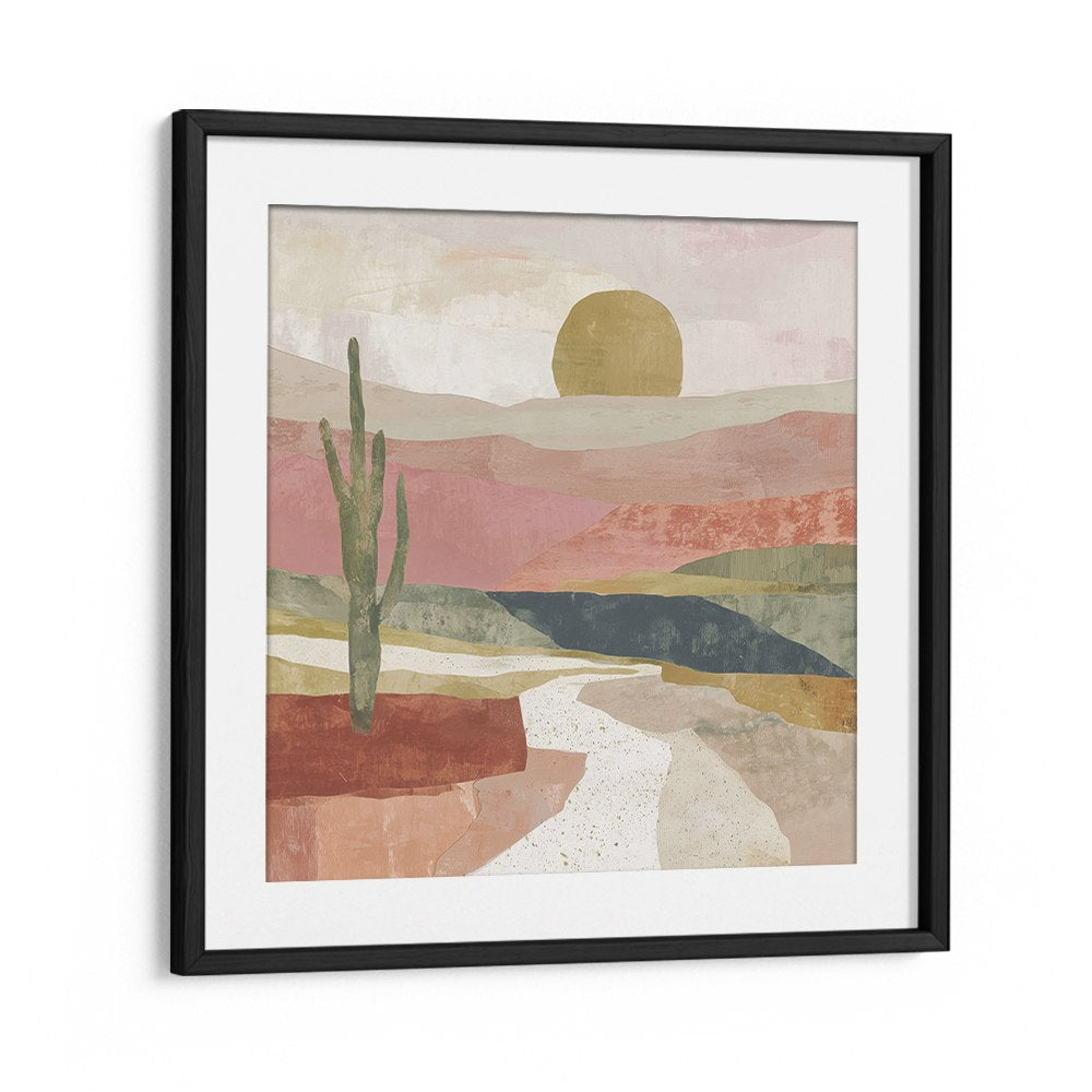 DESERT PATH WITH SAGUARO AND SUN
