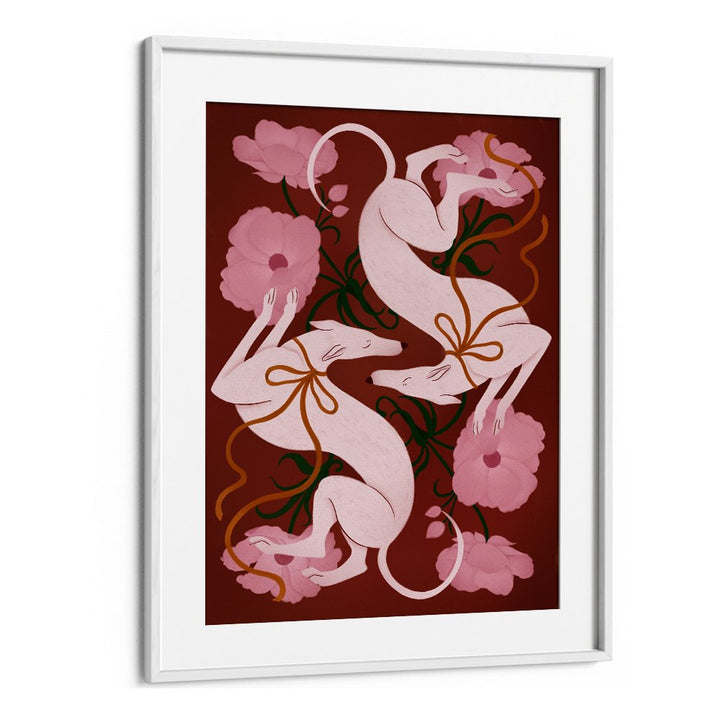 ELEGANT GREYHOUNDS AND FLOWERS