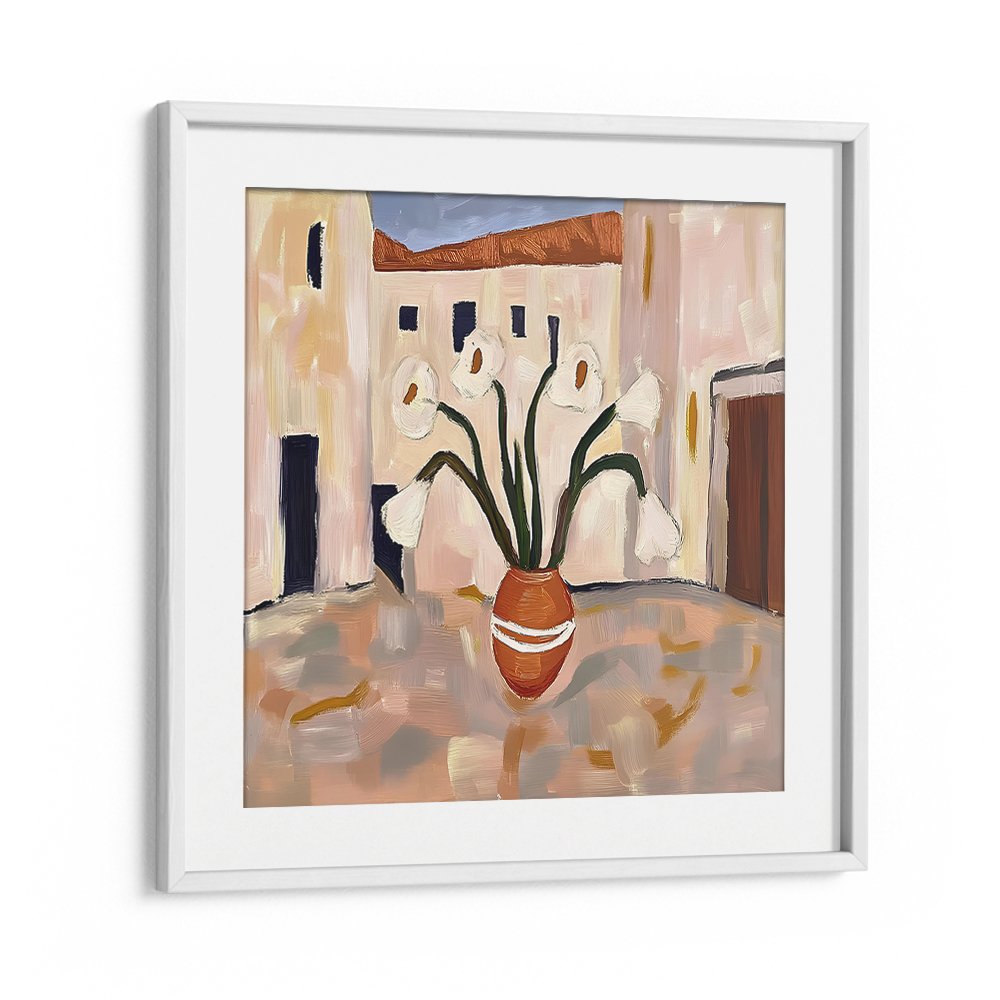 TERRACOTTA POT WHITE FLOWERS