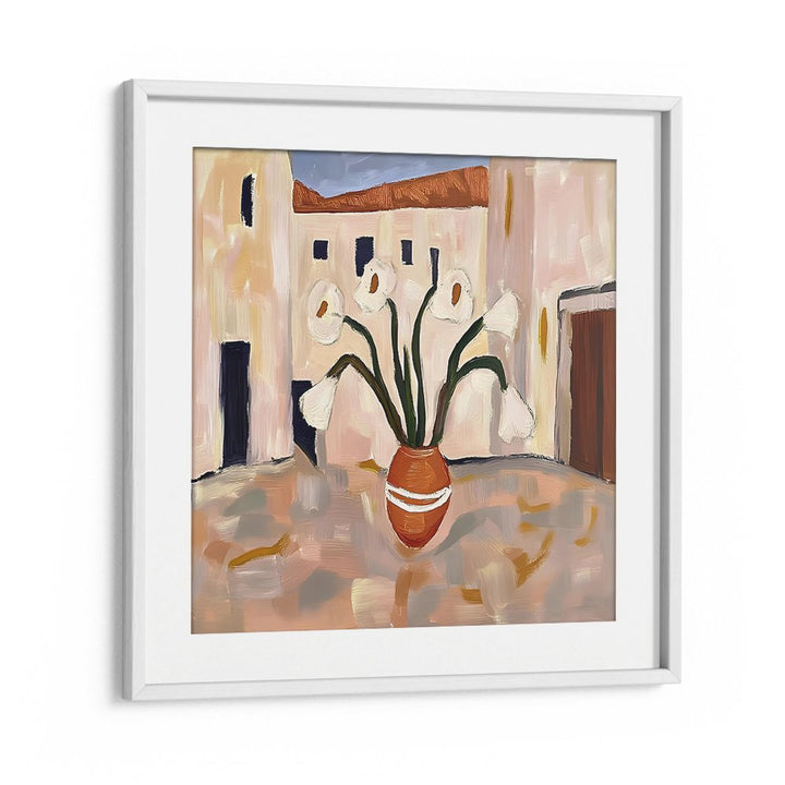 TERRACOTTA POT WHITE FLOWERS