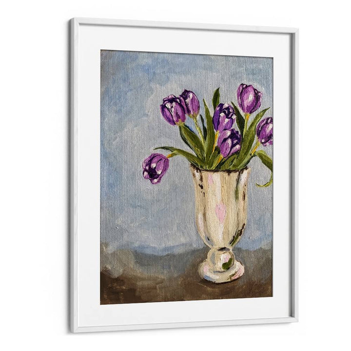 PURPLE TULIPS IN VASE