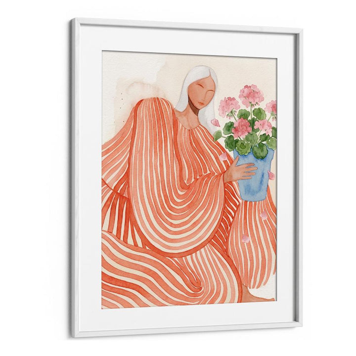 SERENE WOMAN PINK FLOWERS