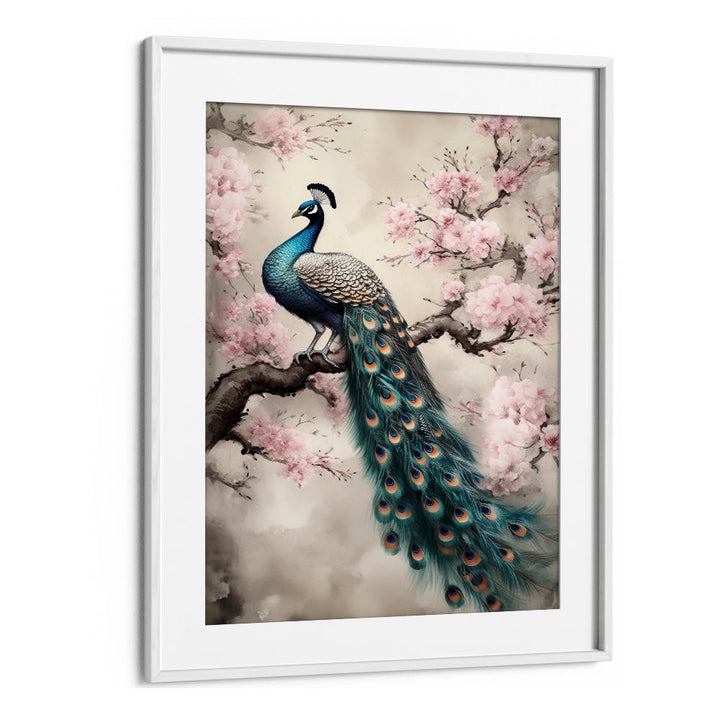 PEACOCK ON BLOSSOM BRANCH