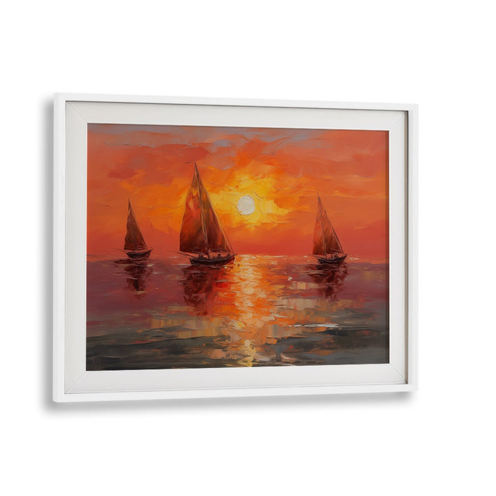 VIBRANT SUNSET SAILBOATS