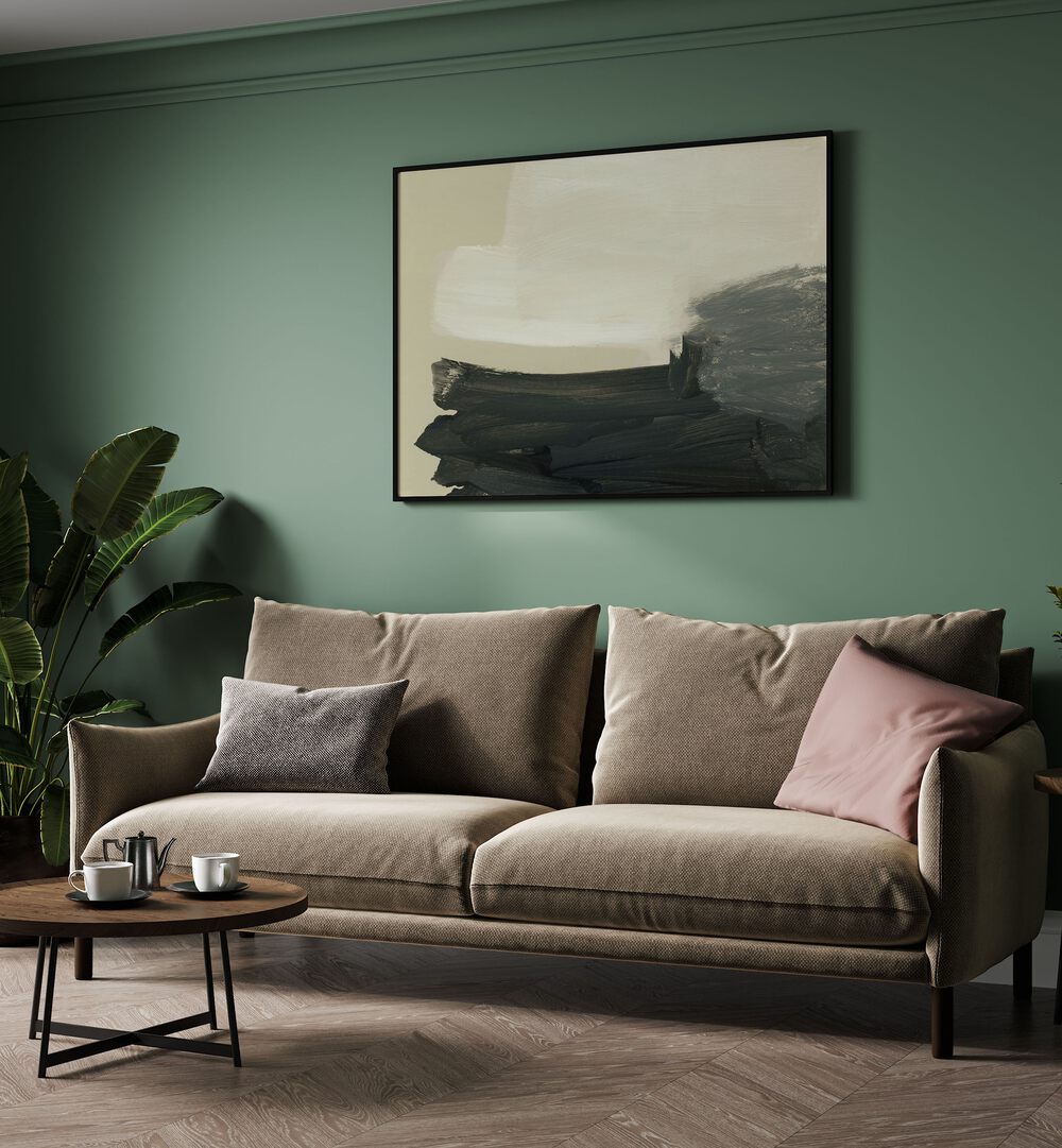Stylish living room showcasing "Impression, Abstract Paintings" by Dan Hobday, adding modern flair to any space.