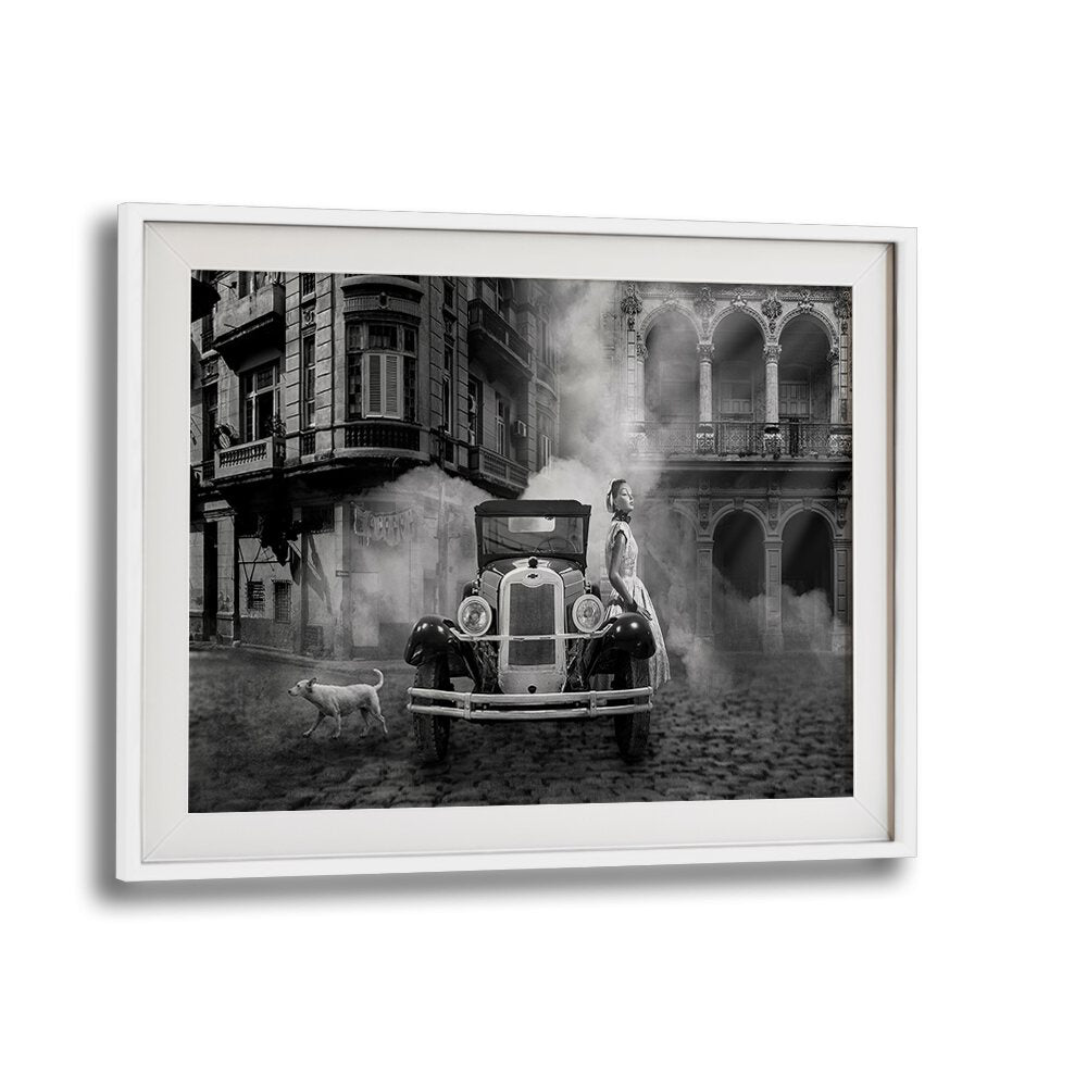 in old town car poster in White Frame With Mount