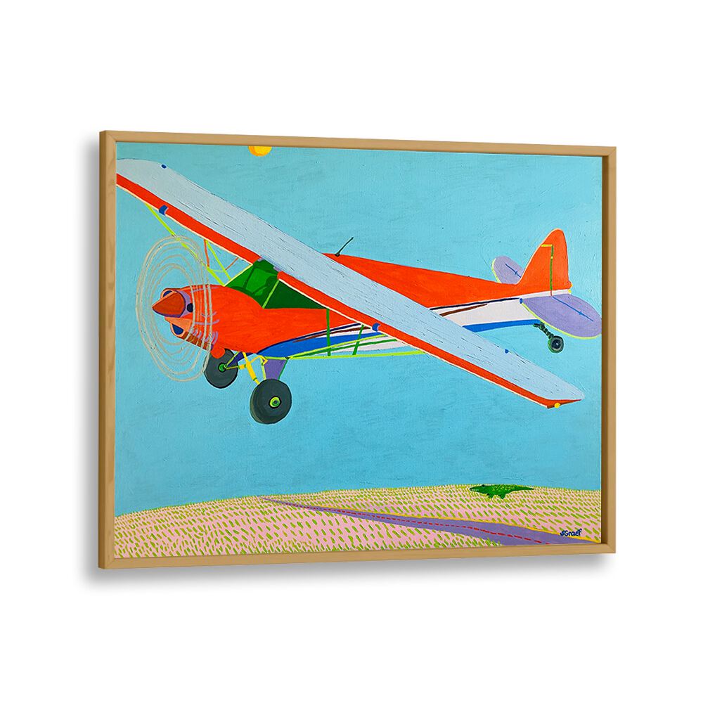 in the air landscape art prints in Oak Wood Plain Frame