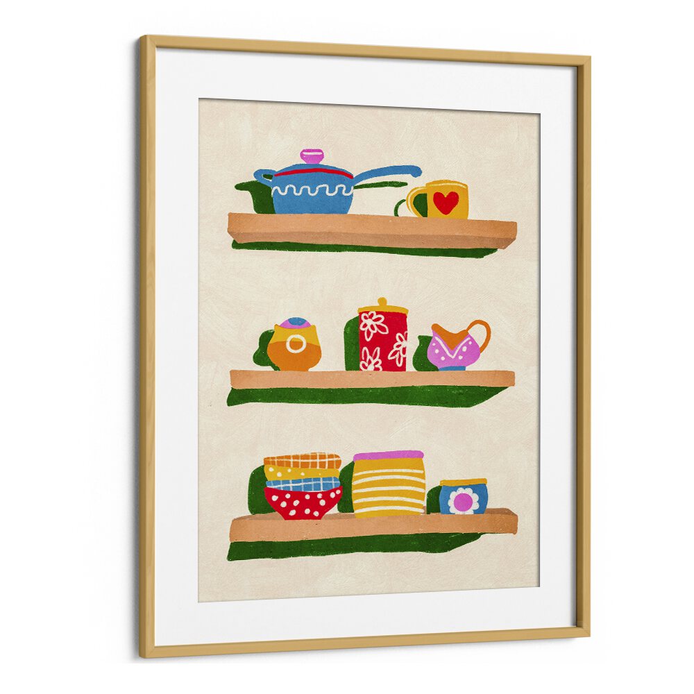 in the kitchen by gigi rosado kitchen posters kitchen art prints in Oak Wood Frame With Mount