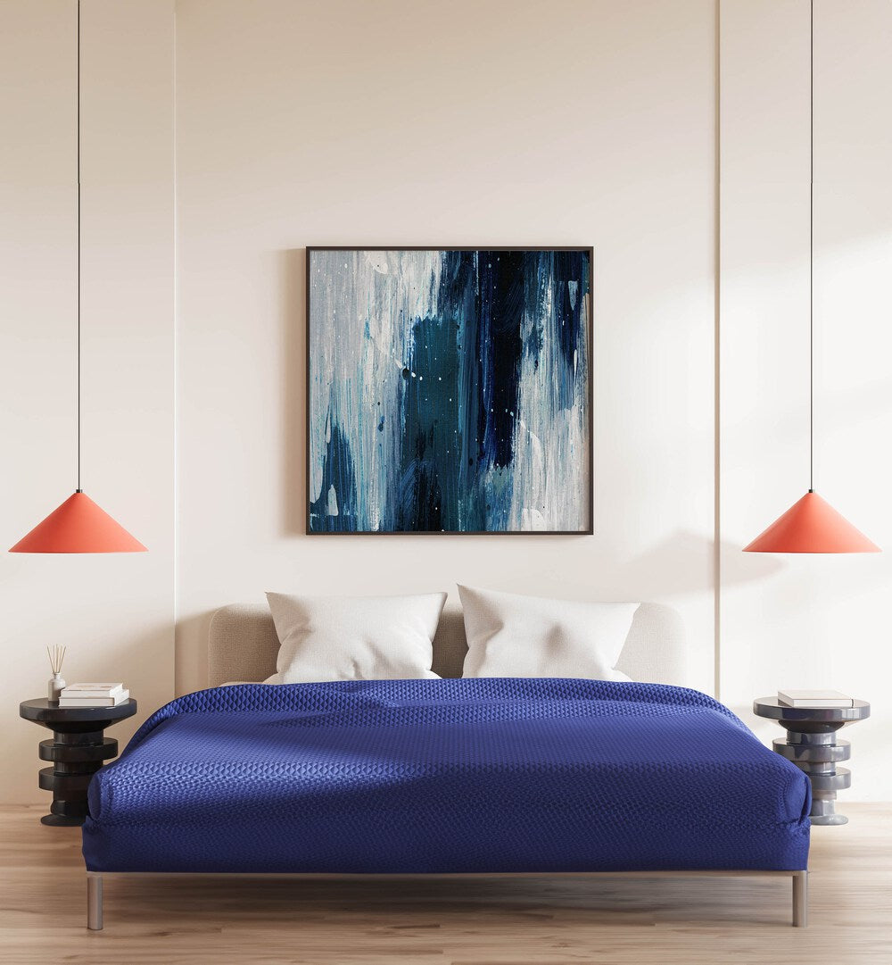 indigo ii by dan hobday abstract art abstract paintings Artwork III placed on a wall