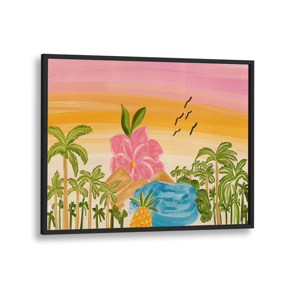 island Vintage paintings in Black Plain Frame