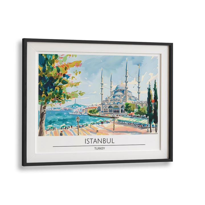 istanbul city-turkey travel posters in Black Frame With Mount