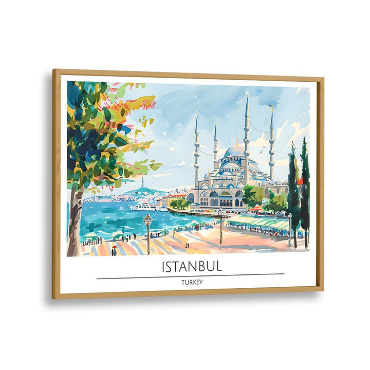 istanbul city-turkey travel posters in Oak Wood Plain Frame