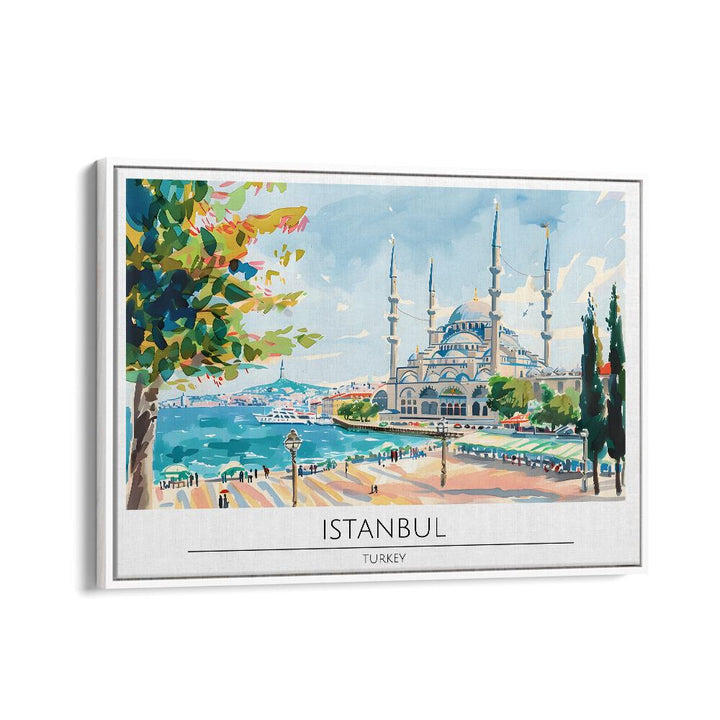 istanbul city-turkey travel posters in White Floater Frame