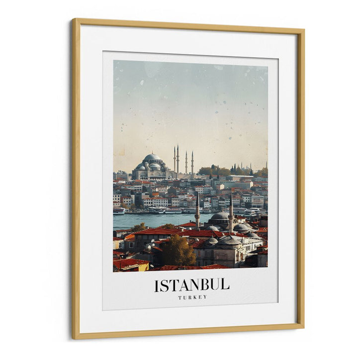 istanbul-turkiye I travel posters in Oak Wood Frame With Mount