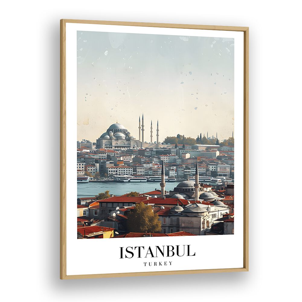 istanbul-turkiye I travel posters in Oak Wood Plain Frame