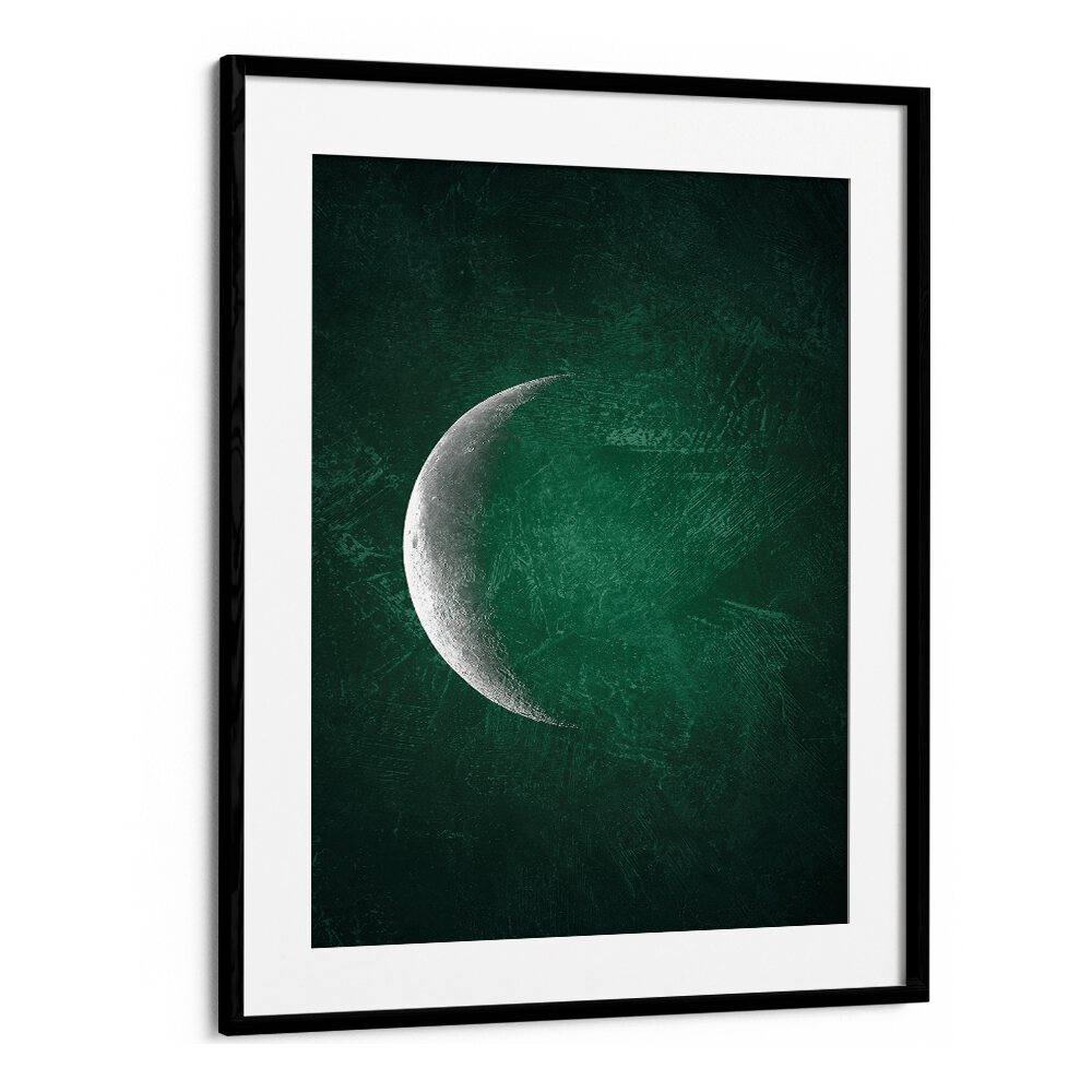 jade moon i geometric paintings in Black Frame With Mount