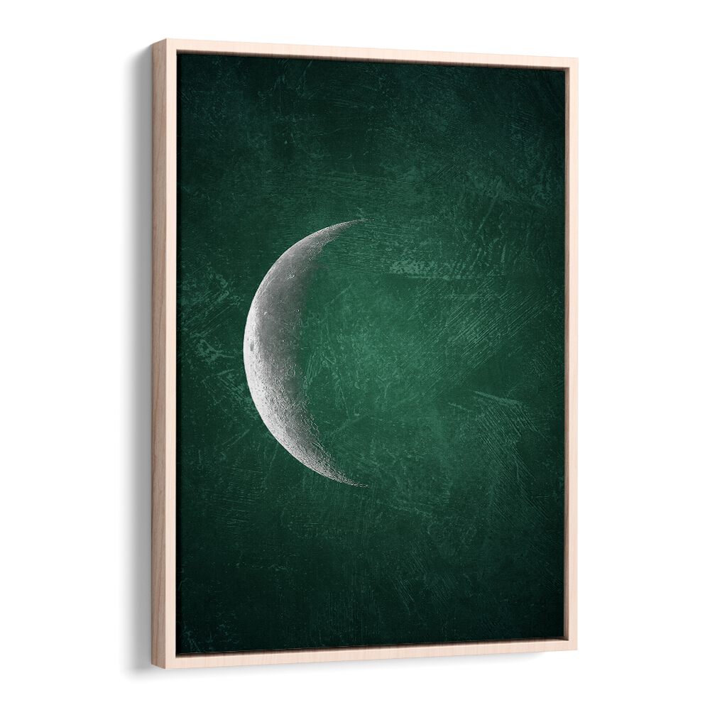 jade moon i geometric paintings in Oak Wood Floater Frame