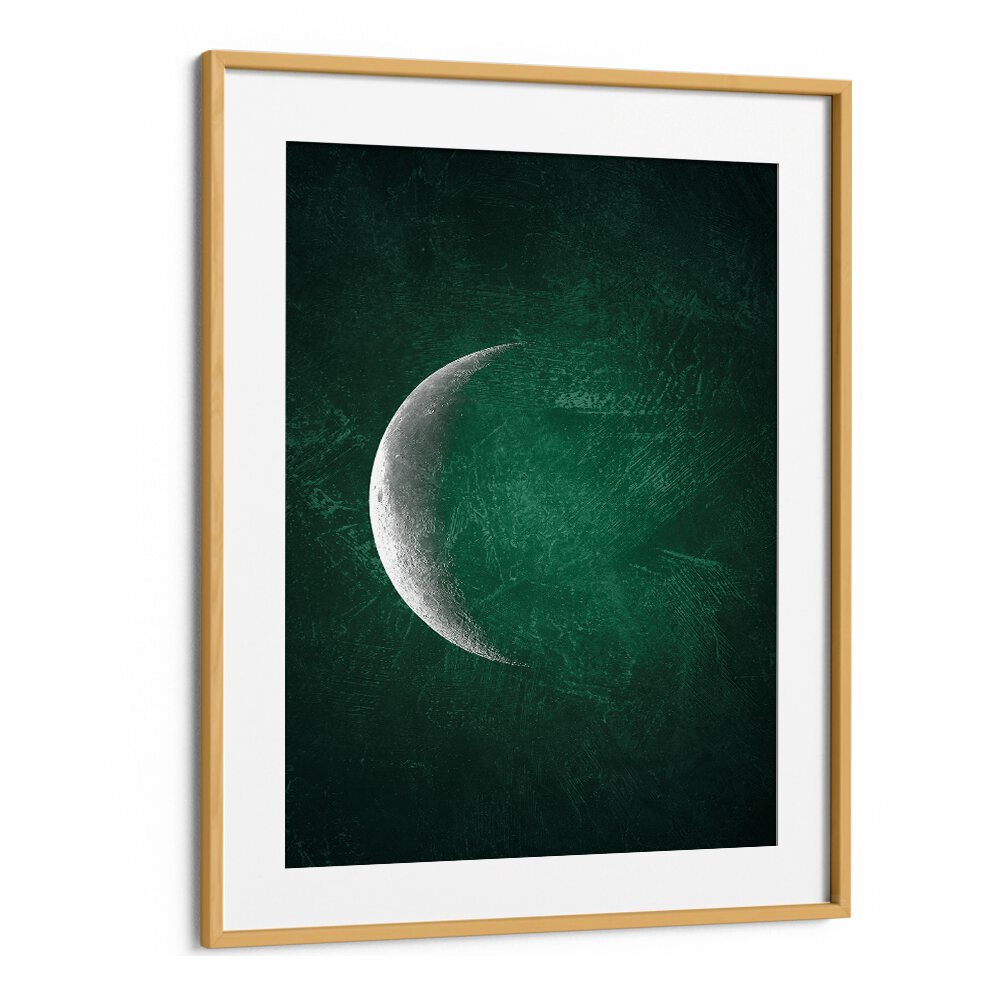 jade moon i geometric paintings in Oak Wood Frame With Mount