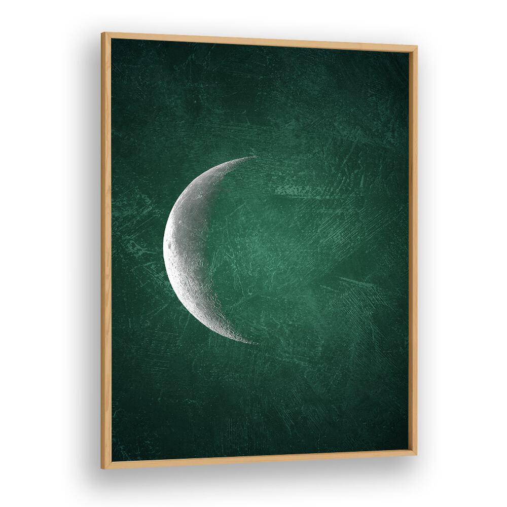 jade moon i geometric paintings in Oak Wood Plain Frame