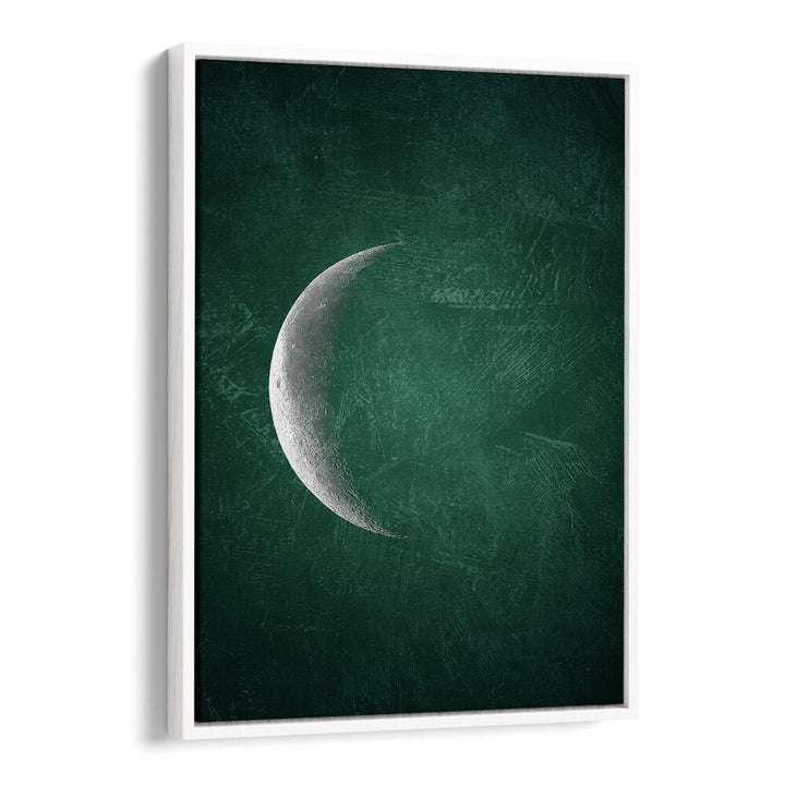 jade moon i geometric paintings in White Floater Frame